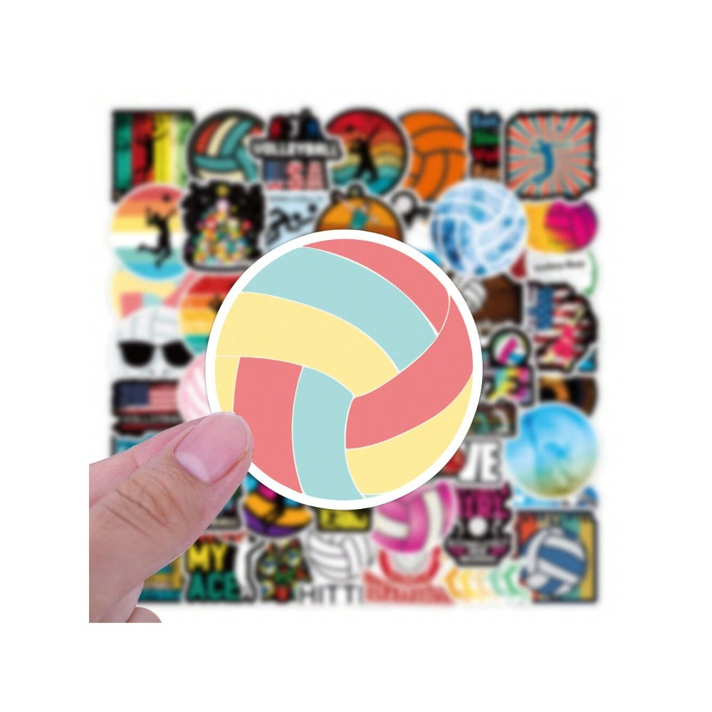 50PCS Cartoon Volleyball Sports Doodle Stickers Exquisite, Fashionable, Creative DIY Decorative Decals Suitable for Skateboard Helmets, Guitars, Refrigerators, Water Cups, Stationery Boxes, and Desktops