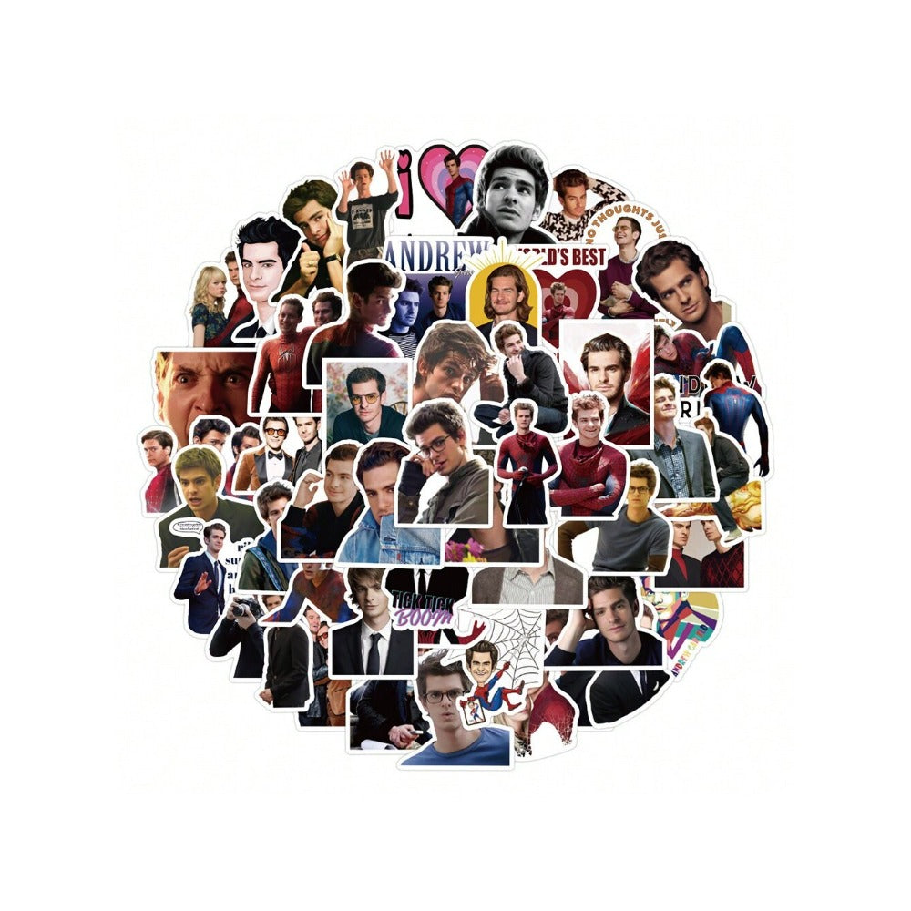 50PCS Star Andrew Garfield Graffiti Stickers for Notebooks, Skateboards, Luggage, Computers, Water Bottles, Stationery Boxes, and Beautiful Desktop Decor Decals