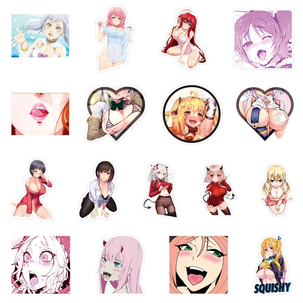 50PCS Anime Bunny Girl Stickers, Playful Cartoon Doodles with Ears for Pop Culture and Stylish Decor
