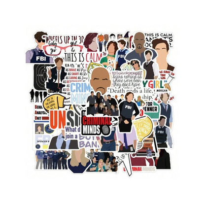 50PCS Criminal Psychology Film & TV Doodle Stickers Exquisite, Fashionable, Creative DIY Journal Decorations Suitable for Diaries, Suitcases, Laptops, Phone Cases, and Stationery Boxes