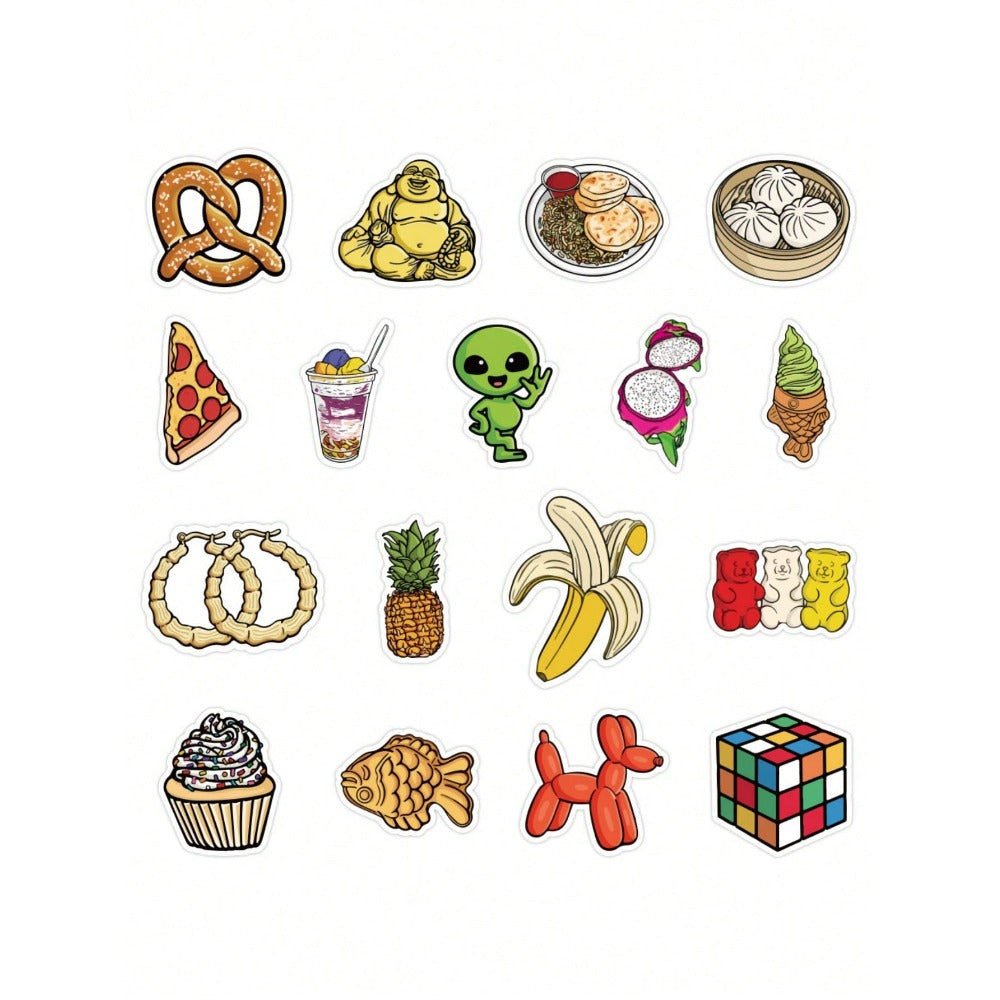 50PCS Cartoon Cute Food Decoration Doodle Stickers Exquisite Fashion Creative DIY Journal Stickers Suitable for Cups, Helmets, Skateboards, Laptops, and Stationery Boxes