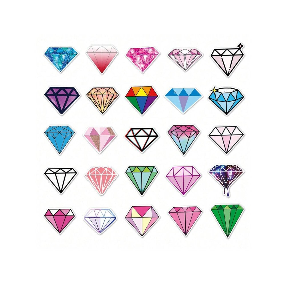 50PCS Sparkling Diamond Cartoon Doodle Stickers Exquisite Creative DIY Decorative Decals Suitable for Phone Cases, Luggage, Refrigerators, Guitars, Skateboards, Stationery Boxes, and Desktops
