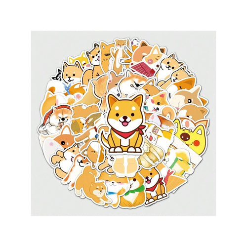 51PCS Adorable Cartoon Shiba Inu Animal Doodle Stickers Exquisite, Fashionable, Creative DIY Decorative Sticker Sheets Perfect for Notebooks, Helmets, Luggage, Refrigerators, Stationery Boxes, and Desktops