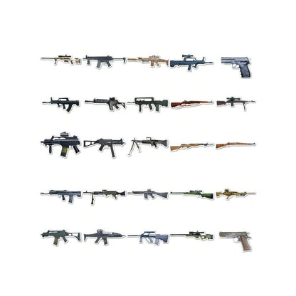 50PCS Military-Style Gun Graffiti Stickers - Exquisite Creative Decorations DIY Decorative Stickers for Notebooks Suitable for Phone Cases, Helmets, Computers, Water Bottles, Desktops, and Stationery Boxes
