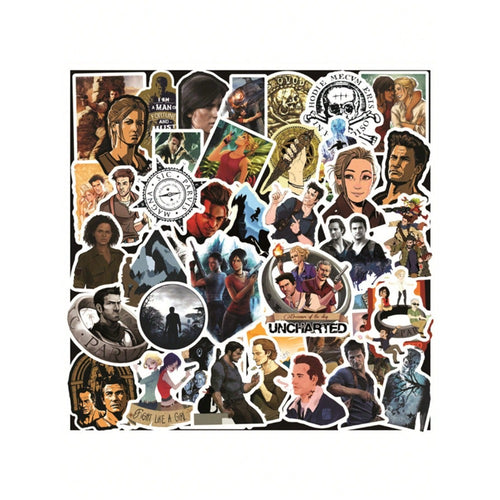50PCS Uncharted Game Graffiti Stickers - Exquisite, Stylish, Creative DIY Journal Decor Decals for Cups, Helmets, Skateboards, Refrigerators, and Stationery Boxes