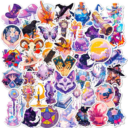 50PCS Cartoon Magic Element Doodle Stickers Exquisite, Fashionable, Creative DIY Decorative Stickers for Notebooks Suitable for Helmets, Laptops, Skateboards, Water Bottles, and Stationery Cases