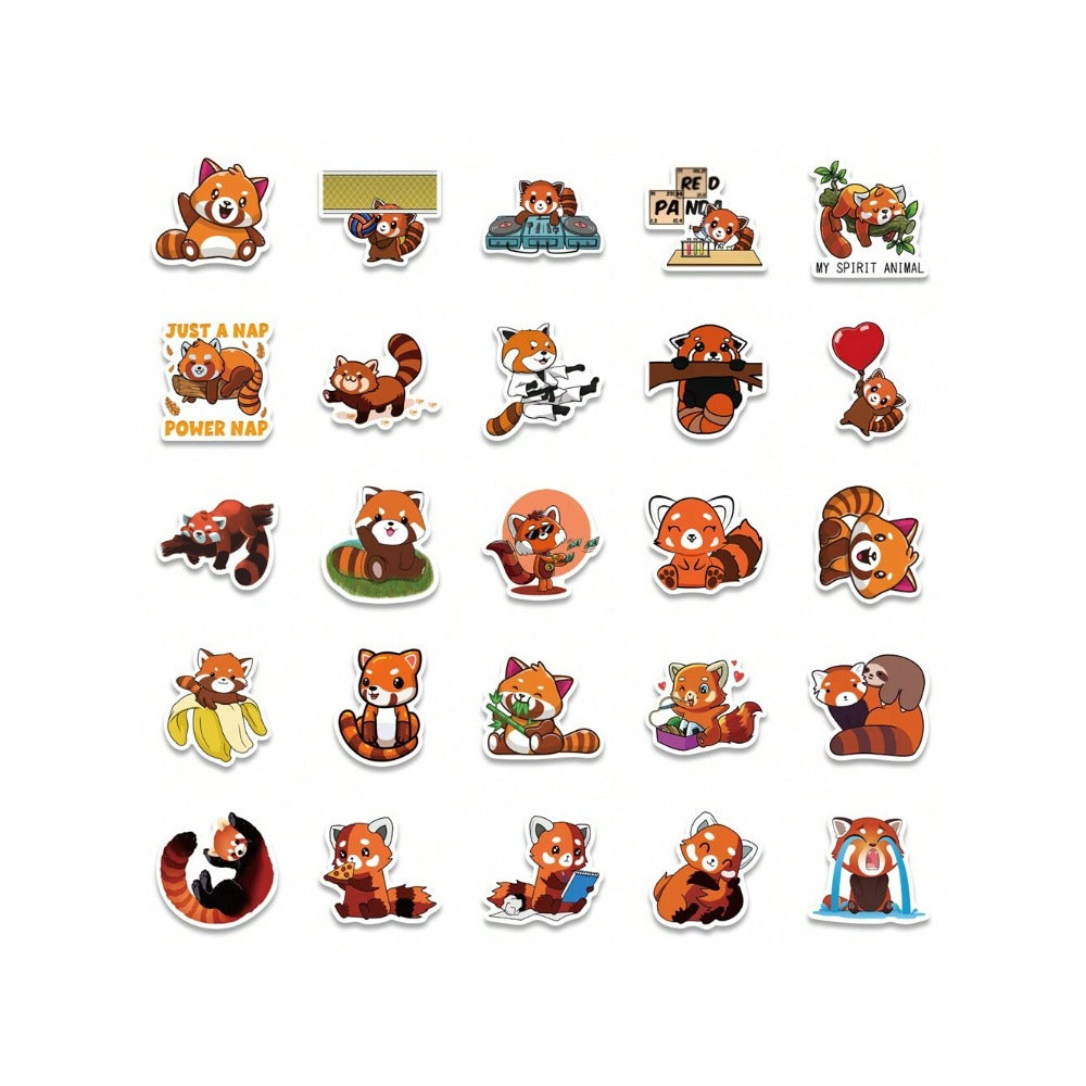 50PCS Cartoon Cute Raccoon Doodle Stickers Exquisite, Fashionable, Creative DIY Decorative Sticker Art Perfect for Notebooks, Refrigerators, Skateboards, Suitcases, Laptops, Stationery Boxes, and Desktops