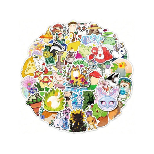 50PCS Cartoon Forest Animals Adorable Doodle Stickers Exquisite, Fashionable, Creative DIY Decorative Decals Suitable for Suitcases, Skateboards, Notebooks, Stationery Boxes