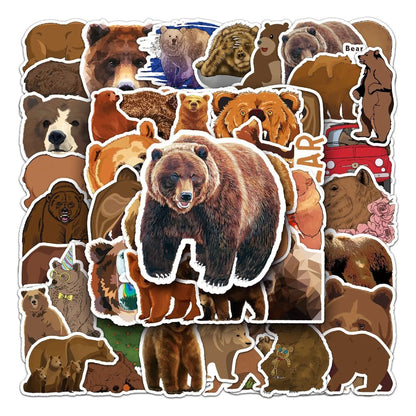 50PCS Hygge Bear Stickers - Cozy Forest Doodle Decals for Cabin Journals, Mindfulness Logs & Slow Living Adventure Kits