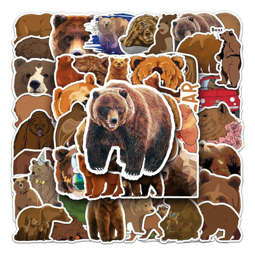 50PCS Hygge Bear Stickers - Cozy Forest Doodle Decals for Cabin Journals, Mindfulness Logs & Slow Living Adventure Kits