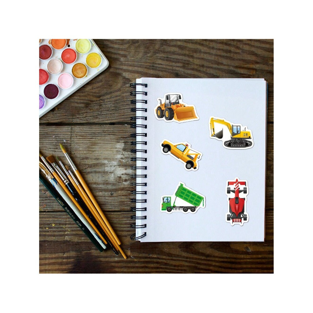 50PCS Cartoon Car Excavator Forklift Graffiti Stickers Exquisite, Stylish, Creative DIY Decorative Decals Suitable for Water Bottles, Helmets, Skateboards, and Stationery Cases