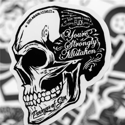 50PCS Black & White Gothic Skull Stickers - Horror Theme Decals for Laptops, Water Bottles, Journals & Alternative Style Gifts