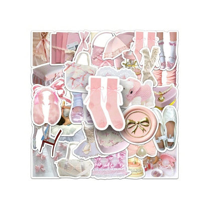 50PCS Cartoon Ballet-Style Doodle Stickers Exquisite and Fashionable DIY Creative Decorative Decals Suitable for Helmets, Laptops, Skateboards, Water Bottles, and Stationery Cases