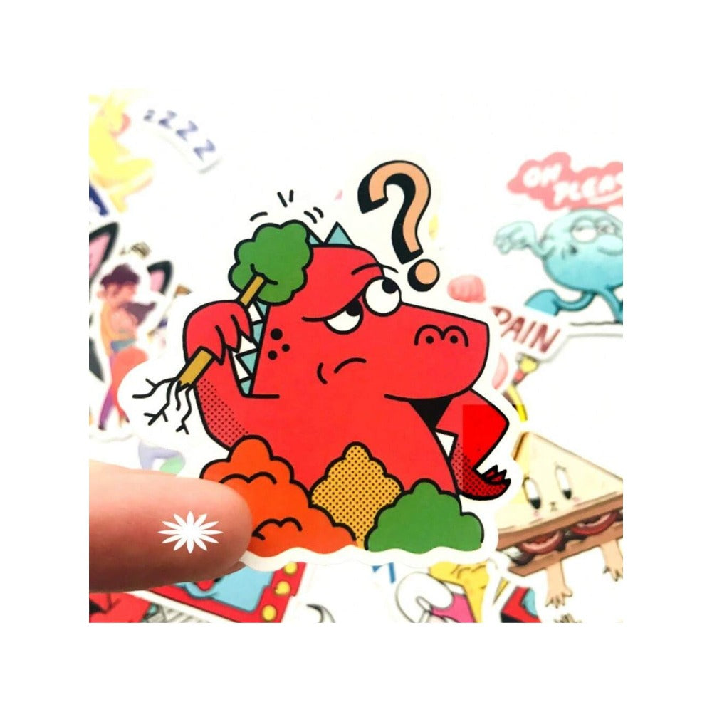 60PCS Adorable Trendy Cartoon Character Collection Doodle Stickers Exquisite Creative Journal Decorative Decals Suitable for Notebooks, Guitars, Skateboards, Refrigerators, Guitar Cases, and Stationery Boxes