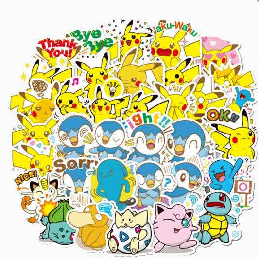50PCS Cute Cartoon Pokémon Doodle Stickers Exquisite, Fashionable, Creative DIY Planner Decor Decals Perfect for Mugs, Helmets, Skateboards, and Pencil Cases
