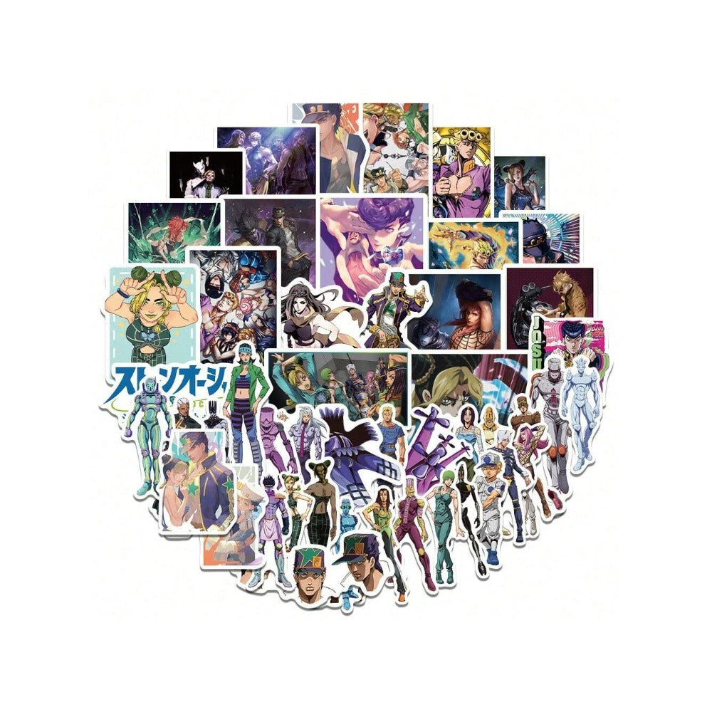 50PCS Japanese Manga JOJO's Bizarre Adventure Anime Character Roleplay Doodle Stickers Exquisite and Stylish DIY Decorative Decals Suitable for Luggage, Laptops, and Stationery Cases