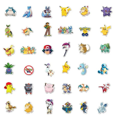 100PCS Japanese Anime Cartoon Pokémon Doodle Stickers Perfect for Phone Cases, Skateboards, Luggage, Laptops, Stationery Boxes Exquisite DIY Decorations for Notebooks and Stickers