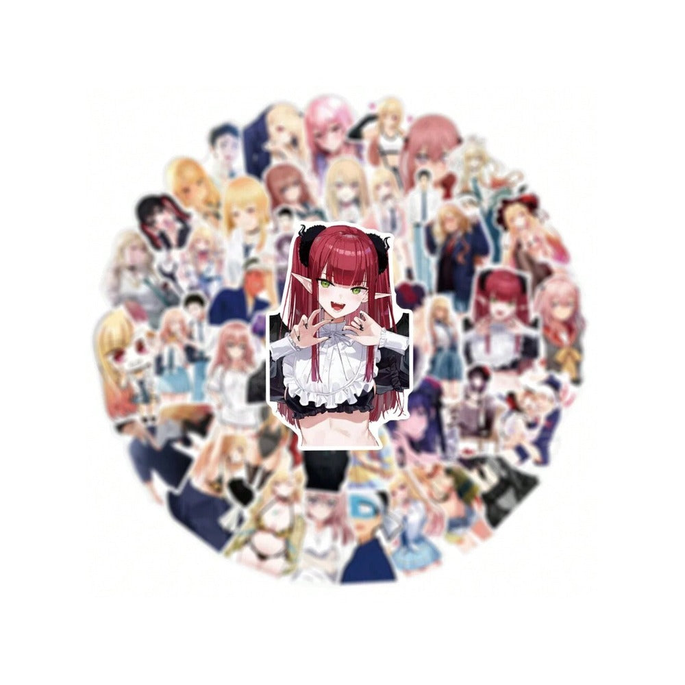 50PCS Anime Dress-Up Dolls Falling in Love Graffiti Stickers Exquisite Fashion Creative DIY Decorative Decals Suitable for Luggage, Laptops, Skateboards, Water Bottles, Stationery Cases, and Desktops