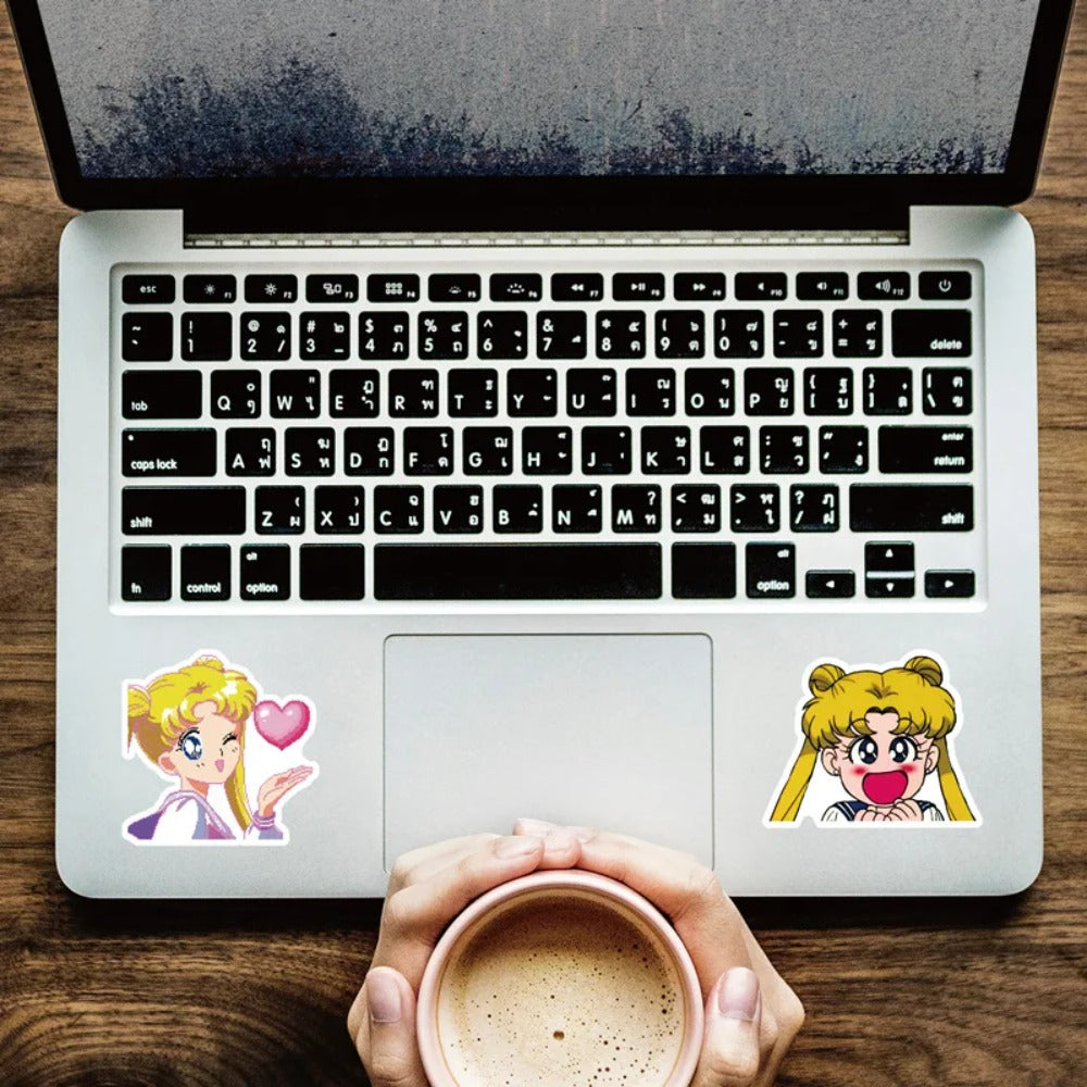 40PCS Cute Cartoon Sailor Moon Doodle Stickers Exquisite Fashionable DIY Journal Decorative Decals Suitable for Skateboards, Bags, Phone Cases, Water Bottles, Stationery Boxes