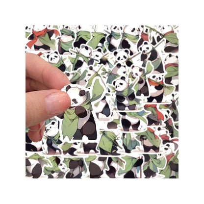 54PCS Cartoon New Cute Panda Warrior Doodle Stickers Exquisite Fashion Creative DIY Journal Decorative Decals Suitable for Notebooks, Phones, Guitars, and Stationery Boxes