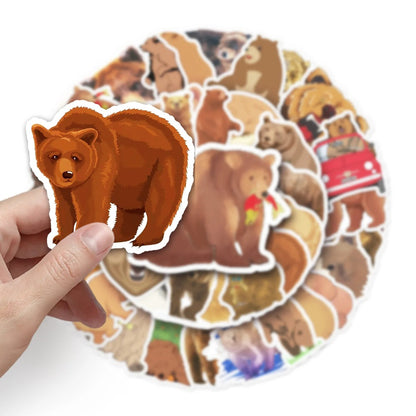 50PCS Hygge Bear Stickers - Cozy Forest Doodle Decals for Cabin Journals, Mindfulness Logs & Slow Living Adventure Kits