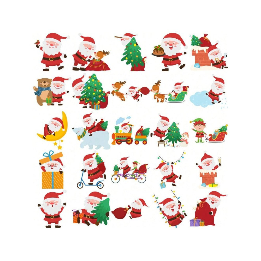 50PCS Cartoon Santa Claus Doodle Stickers Exquisite, Stylish, and Creative DIY Decorative Decals for Notebooks Perfect for Suitcases, Desks, Laptops, and Stationery Boxes