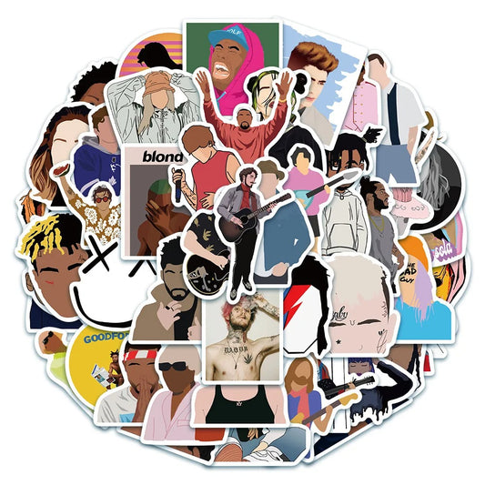 50PCS Lil Peep Graffiti Stickers for Hip-Hop Music Suitable for Notebooks, Luggage, Skateboards, Water Bottles, Stationery Cases, and Desktop Decor