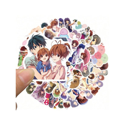 50PCS Classic Japanese Romance Anime CLANNAD Character Doodle Stickers Perfect for Suitcases, Laptops, Phone Cases, Stationery Boxes, and Desktop Decor