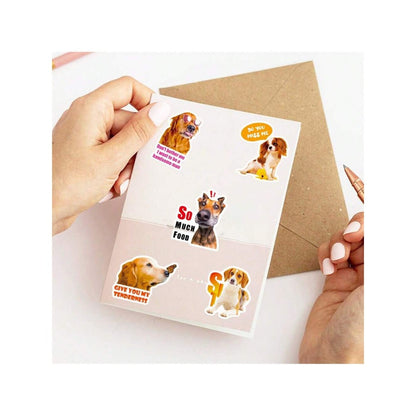 50PCS Cartoon Cute Puppy Animal Doodle Stickers Exquisite Creative DIY Journal Decorative Decals Suitable for Luggage, Refrigerator, Laptop, Stationery Box