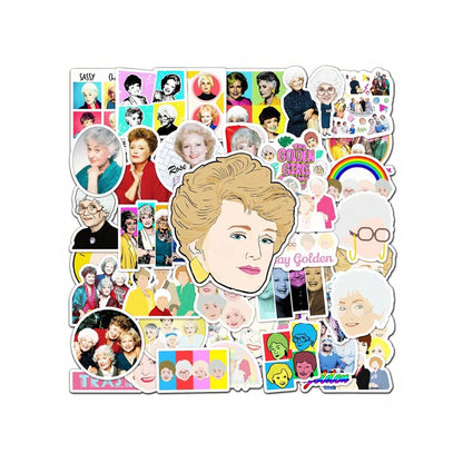 50PCS American Classic Series Gold Girl Graffiti Stickers Exquisite, Fashionable, Creative DIY Journal Decorations Suitable for Notebooks, Diaries, Skateboards, Water Bottles, and Stationery Cases