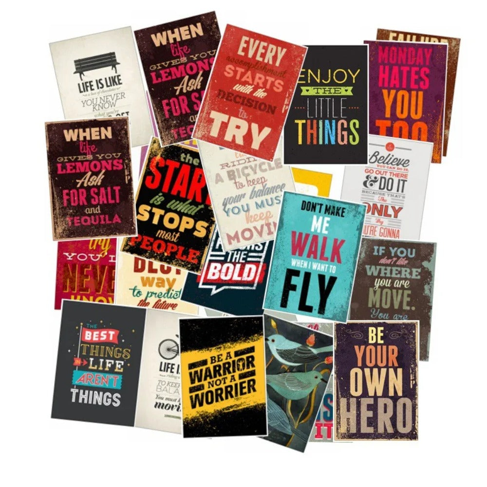 25-Piece Motivational Quotes Sticker Set Perfect for luggage, laptops, skateboards, water bottles, pencil cases, and desktop decor