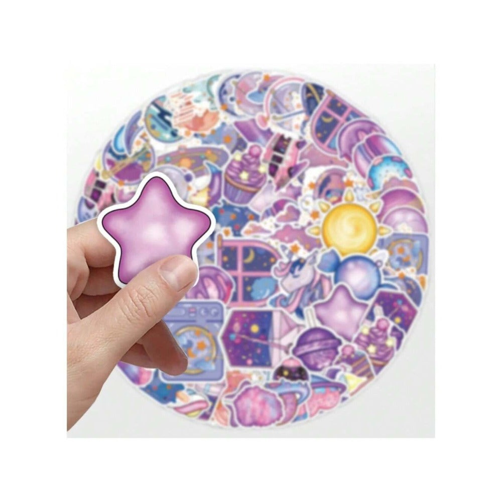 50PCS Dream Universe Cartoon Candy Doodle Stickers Exquisite, Fashionable, Creative Decals for Handmade Notebooks Perfect for Helmets, Luggage, Cars, Guitars, Skateboards, Water Bottles, and Stationery Cases