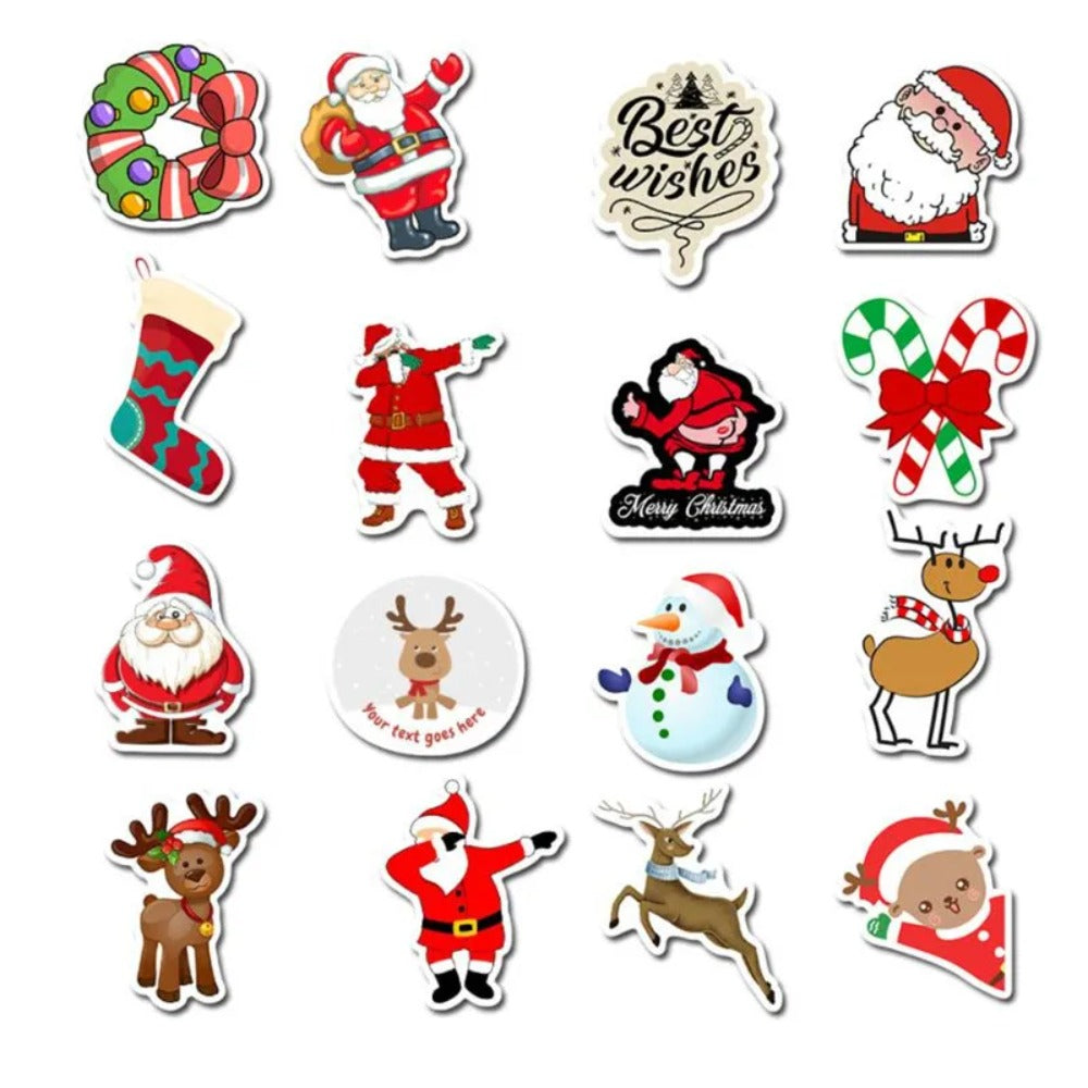 50PCS Cartoon Santa Claus Mask-Wearing Decorative Style Graffiti Stickers Exquisite, Fashionable, Creative DIY Journal Decorative Decals Suitable for Cups, Helmets, Skateboards, Refrigerators, Stationery Boxes