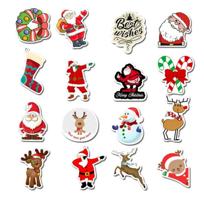 50PCS Cartoon Santa Claus Mask-Wearing Decorative Style Graffiti Stickers Exquisite, Fashionable, Creative DIY Journal Decorative Decals Suitable for Cups, Helmets, Skateboards, Refrigerators, Stationery Boxes