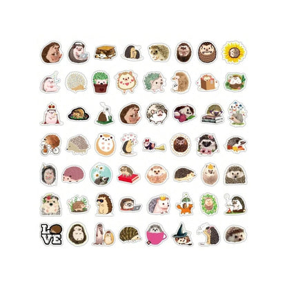 50PCS Cartoon Adorable Hedgehog Animal Doodle Stickers Exquisite, Fashionable, Creative DIY Decorative Sticker Art Perfect for Notebooks, Diaries, Notebooks, Skateboards, Guitars, Water Bottles, and Stationery Cases