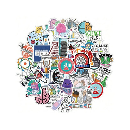 50PCS Fun Doodle Stickers for Laboratory Physics and Chemistry Experiments Perfect for Decorating Suitcases, Laptop Cases, Phone Cases, and Stationery Boxes