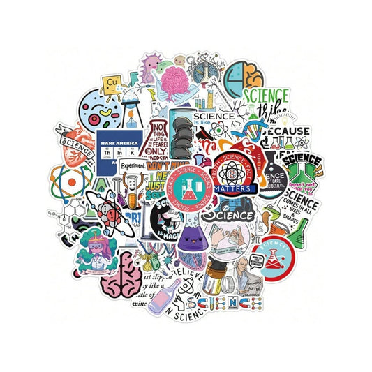 50PCS Fun Doodle Stickers for Laboratory Physics and Chemistry Experiments Perfect for Decorating Suitcases, Laptop Cases, Phone Cases, and Stationery Boxes