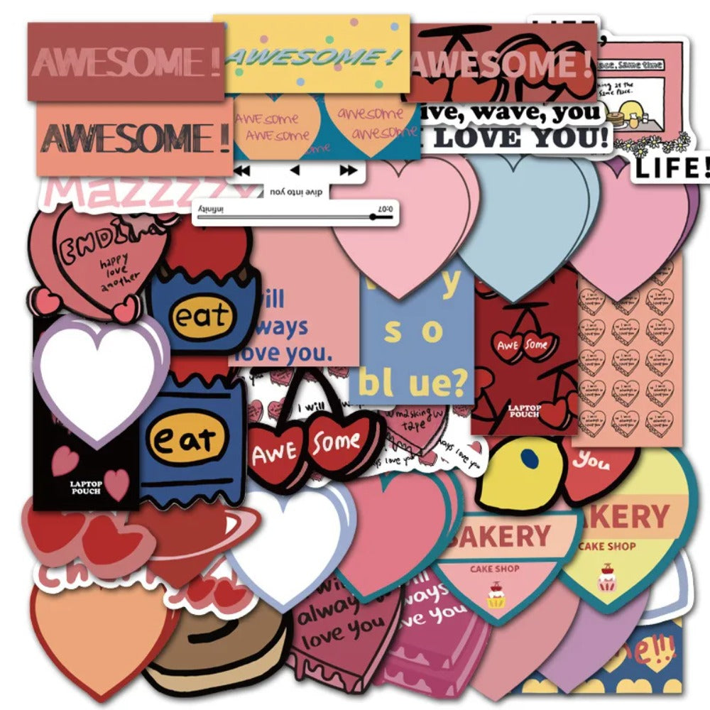 44PCS Algebraic Affection Stickers - Geometric Heart Equation Decals for Mathematical Romance Logs, Coordinate System Love Maps & Algorithmic Intimacy Projects