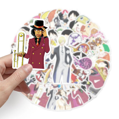 56PCS Anime One Piece Straw Hat Boy Doodle Stickers Perfect for Suitcases, Tablets, Skateboards, Water Bottles Exquisite DIY Notebook & Desktop Decor Decals