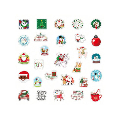 50PCS Christmas Cartoon Character Adorable Doodle Stickers Exquisite, Fashionable, Creative Journal Decals Perfect for Suitcases, Notebooks, Refrigerators, Water Bottles, Helmets, Stationery Boxes, and Desktops