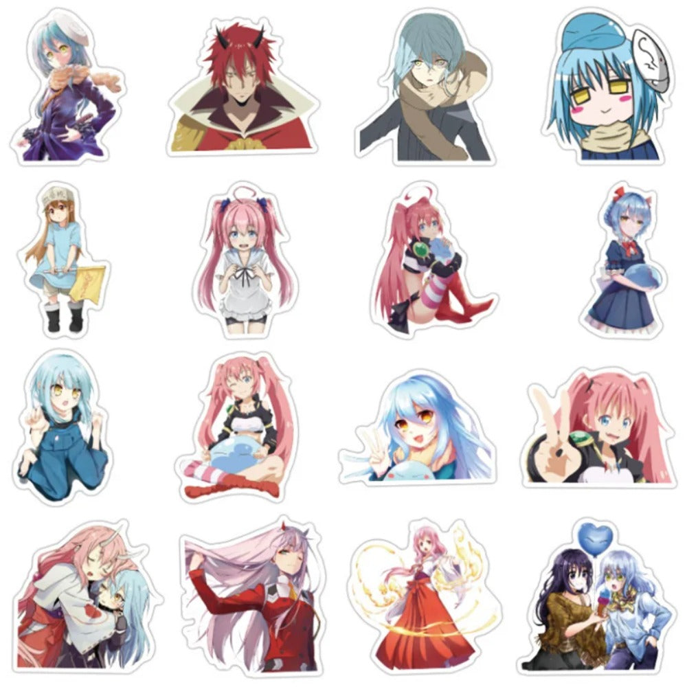 50PCS Anime “That Time I Got Reincarnated as a Slime” Doodle Stickers Perfect for Suitcases, Laptops, Stationery Boxes Exquisite Creative Desktop Decor Decals