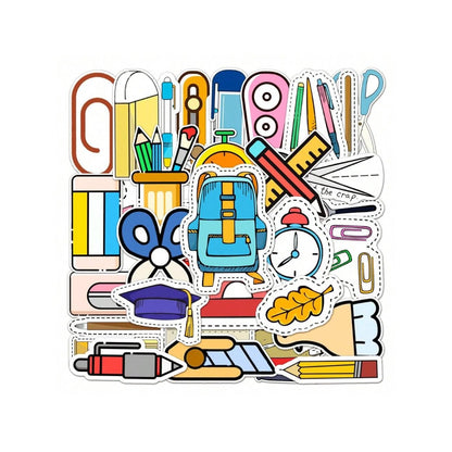 50PCS Ins Style Cartoon Stationery Doodle Stickers Exquisite, Fashionable, Creative DIY Journal Decorations Suitable for Suitcases, Notebooks, Refrigerators, Water Bottles, and Stationery Cases