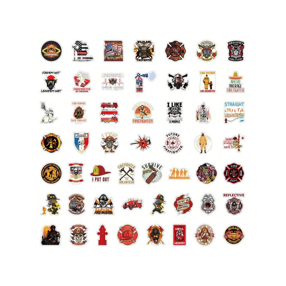 50PCS Cartoon Fire Hero Firefighter Decorative Style Graffiti Stickers Exquisite, Fashionable, Creative DIY Journal Decorative Decals Suitable for Mugs, Helmets, Skateboards, Pencil Cases