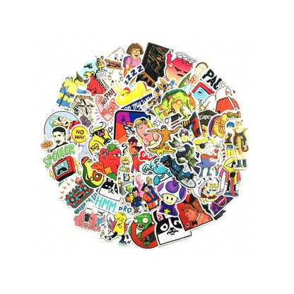 60PCS Adorable Trendy Cartoon Character Collection Doodle Stickers Exquisite Creative Journal Decorative Decals Suitable for Notebooks, Guitars, Skateboards, Refrigerators, Guitar Cases, and Stationery Boxes
