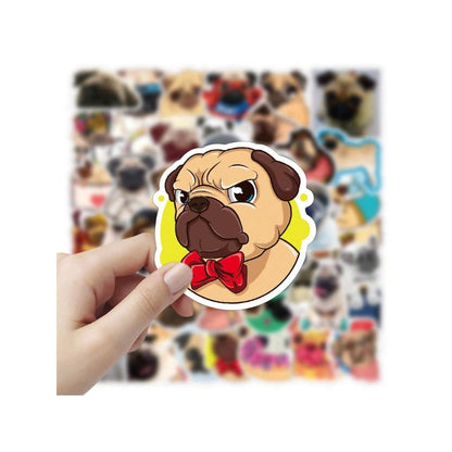 50-Piece Cartoon Cute Shar-Pei Dog Doodle Stickers Exquisite Creative DIY Decorative Stickers for Notebooks Suitable for Fridges, Skateboards, Cups, Helmets, Stationery Boxes, and Desktops