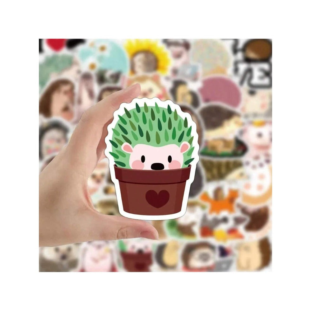 50PCS Cartoon Adorable Hedgehog Animal Doodle Stickers Exquisite, Fashionable, Creative DIY Decorative Sticker Art Perfect for Notebooks, Diaries, Notebooks, Skateboards, Guitars, Water Bottles, and Stationery Cases