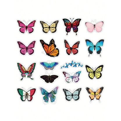 50-Piece Cartoon Rainbow Butterfly Doodle Stickers Exquisite, Fashionable & Creative DIY Decorative Stickers for Notebooks Suitable for Cups, Helmets, Stationery Boxes & Skateboards