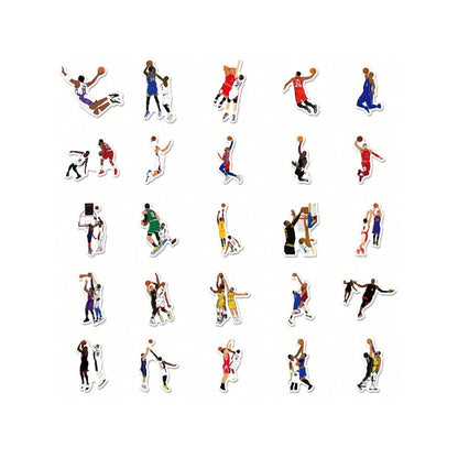 50PCS Cartoon Classic Action Basketball Graffiti Stickers Exquisite and Stylish DIY Creative Decorative Stickers for Notebooks Suitable for Suitcases, Laptops, Skateboards, Water Bottles, and Stationery Cases