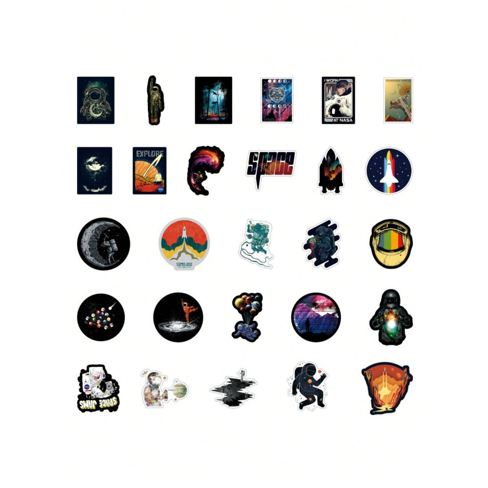 50PCS Spacecraft Constellation Fantasy Cartoon Doodle Stickers Exquisite Fashion Creative DIY Journal Decorative Decals Suitable for Cups, Helmets, Skateboards, Refrigerators, Stationery Boxes