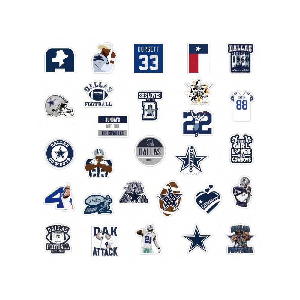 50PCS Dallas Football Graffiti Stickers Exquisite, Stylish, Creative Decorative Stickers for Notebooks Perfect for Suitcases, Laptop Cases, Phone Cases, and Stationery Boxes